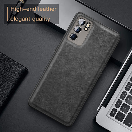 Tux Back Case For Oppo Reno 6 (5G) , Slim Leather Case with Soft Edge Shockproof Back Cover (Black)