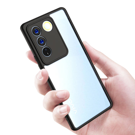Kapa Hawkeye Clear Back Cover for Vivo V27 (5G) / Vivo V27 Pro (5G) | Camera Lens Protector Shockproof Slim Clear Case Cover (Black Sides)