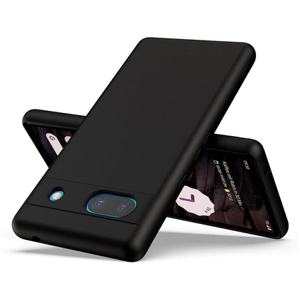 Kapa Matte Protective Lens Flexible Back Cover for Google Pixel 7A | Slim Silicone with Soft Lining Shockproof Full Body Bumper Case (Black)