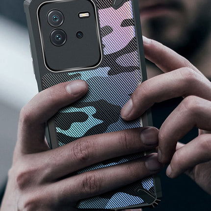 Kapa Bull Camouflage Back Cover for IQOO Neo 6 (5G) , [Military Grade Protection] Shock Proof Slim Hybrid Bumper Case (Black)