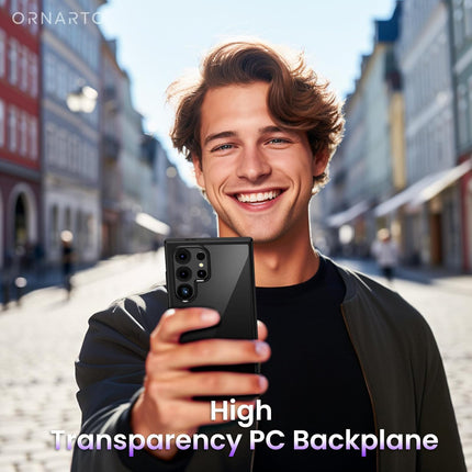 Kapa Hawkeye-I Clear Back Cover for Samsung Galaxy S24 ULTRA | Camera Lens Protector Shockproof Slim Clear Case Cover (Black) - Mobizang