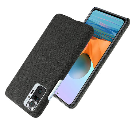 Woven Soft Fabric Case for Redmi Note 10 Pro / Note 10 Pro Max Back Cover, Shock Protection Slim Hard Anti Slip Back Cover (Black)