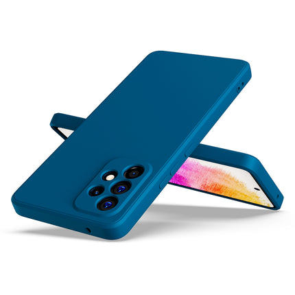 Matte Lens Protective Back Cover for Samsung Galaxy A73 (5G), Slim Silicone with Soft Lining Shockproof Flexible Full Body Bumper Case (Blue)
