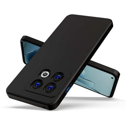 Matte Lens Protective Back Cover for OnePlus 10 Pro , Slim Silicone with Soft Lining Shockproof Flexible Full Body Bumper Case (Black)
