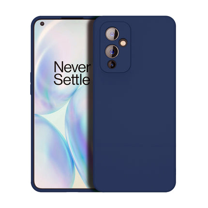 Matte Lens Protective Back Cover for OnePlus 9 / One Plus 9 , Slim Silicone with Soft Lining Shockproof Flexible Full Body Bumper Case (Blue)