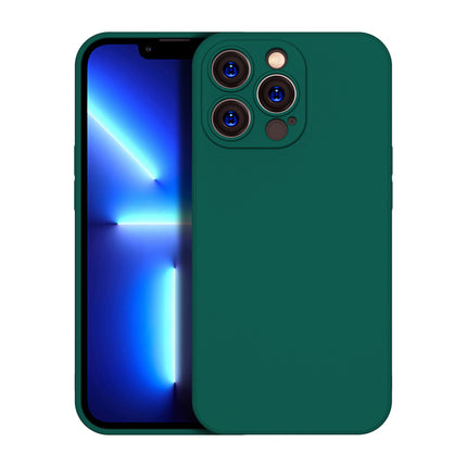 Matte Lens Protective Back Cover for Apple iPhone 13 Pro Max (6.7) , Slim Silicone with Soft Lining Shockproof Flexible Full Body Bumper Case (Green)