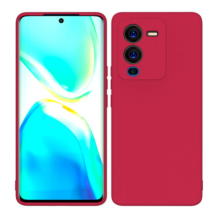 Kapa Matte Lens Protective Shockproof Flexible Back Cover for Vivo V25 PRO (5G) , Slim Silicone with Soft Lining Shockproof Flexible Full Body Bumper Case (Red)