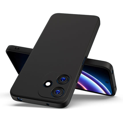 Kapa Matte Protective Lens Flexible Back Cover for Redmi 12 (5G) / Poco M6 Pro (5G) | Slim Silicone with Soft Lining Shockproof Full Body Bumper Case (Black)