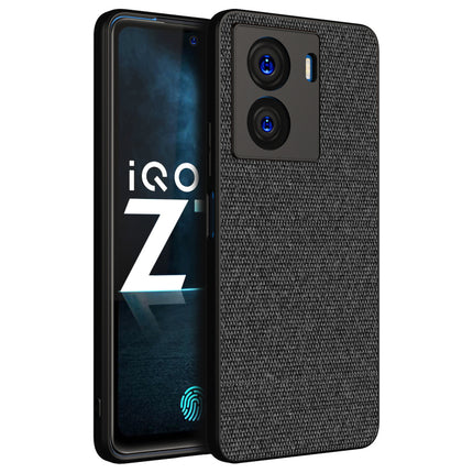 Kapa Soft Full Fabric Protective Back Case Cover for IQOO Z7 / Z7S (5G) | Shockproof Slim Hard Anti Slip Back Case (Black) - Mobizang