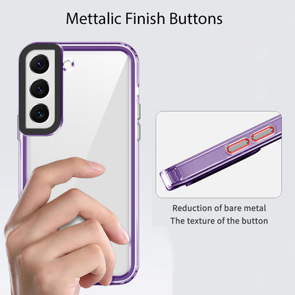 Kapa Warrior Acrylic Clear Back Cover For Samsung Galaxy S23 Plus | Slim Shockproof [Military Grade Protection] Hybrid Bumper Case (Purple Sides)