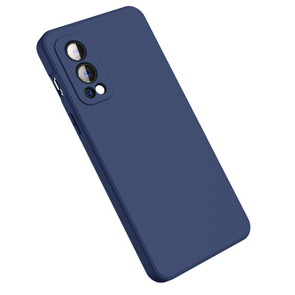 Matte Lens Protective Back Cover for OnePlus Nord 2 (5G) / One Plus Nord 2 (5G) , Slim Silicone with Soft Lining Shockproof Flexible Full Body Bumper Case , Blue