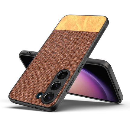 Kapa Soft Fabric & Leather Hybrid for Samsung Galaxy S23 Plus Back Cover | Shockproof Hybrid Slim Hard Anti Slip Back Case (Brown)