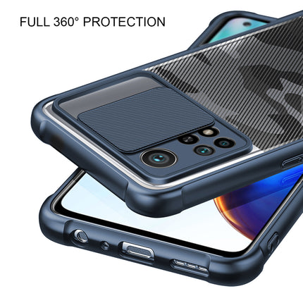 Camo Slider Back Cover for Mi 10T / Mi 10T PRO , [Military Grade Protection] Shockproof Slim Clear Camera Shield Bumper Back Case (Blue)