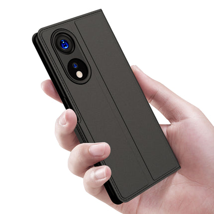 Kapa Noble Slim Magnetic Leather Flip Case Cover for Oppo Reno 8T (5G) | Card Holder Stand Leather Flip Wallet Case (Black)