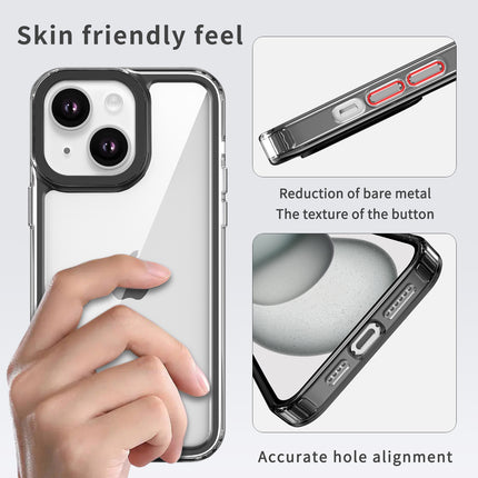 Kapa Warrior Acrylic Clear Back Cover For Apple iPhone 15 | Slim Shockproof [Military Grade Protection] Hybrid Bumper Case (Black Sides)