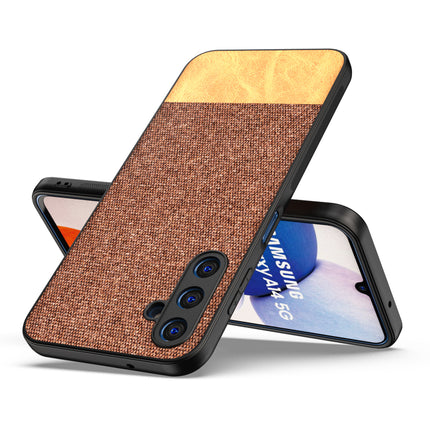 Kapa Soft Fabric & Leather Hybrid Protective Case Cover for Samsung Galaxy A14 (5G) | Shockproof Slim Hard Anti Slip Back Case (Brown)