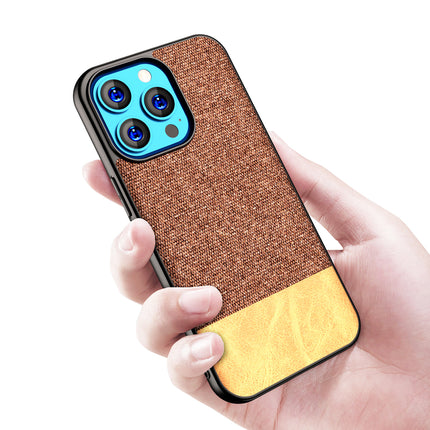 Kapa Soft Fabric & Leather Hybrid Protective Back Case Cover for Apple iPhone 14 Mini (Brown)