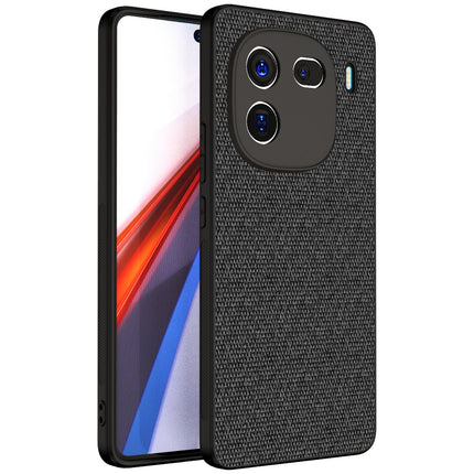 Kapa Soft Full Fabric Protective Back Case Cover for Iqoo 12 (5G) | Shockproof Slim Hard Anti Slip Back Case (Black) - Mobizang