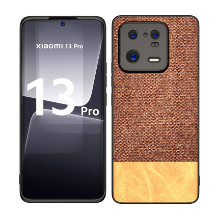 Kapa Soft Fabric & Leather Hybrid Protective Cover for Xiaomi 13 Pro (5G) | Shockproof Slim Hard Anti Slip Back Case (Brown)