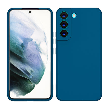 Matte Lens Protective Back Cover for Samsung Galaxy S22, Slim Silicone with Soft Lining Shockproof Flexible Full Body Bumper Case (Blue) - Mobizang