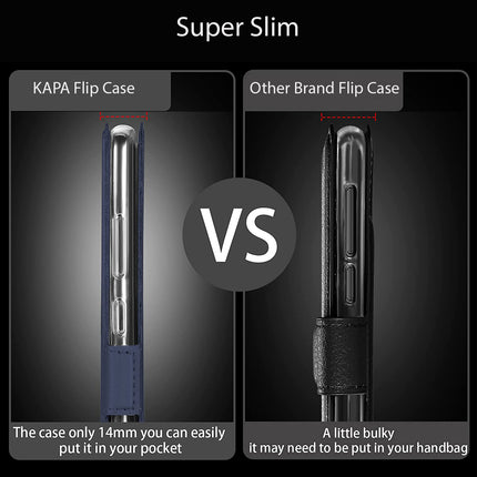 Kapa Noble Slim Magnetic Leather Flip Case Cover for Samsung Galaxy S24 Ultra | Card Holder Stand Leather Flip Wallet Case (Blue) - Mobizang