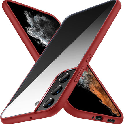 Hawkeye Clear Back Cover for Samsung Galaxy S22 , Camera Lens Protector Shockproof Slim Clear Case Cover (Red)