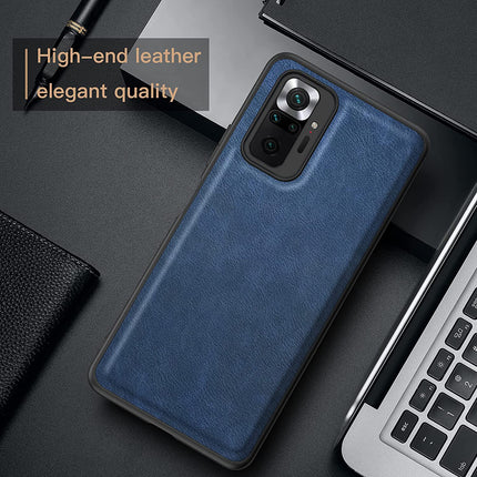 Tux Back Case for Xiaomi Redmi Note 10 Pro /  Note 10 Pro Max , Slim Leather Case with Soft Edge Shockproof Back Cover (Blue) - Mobizang