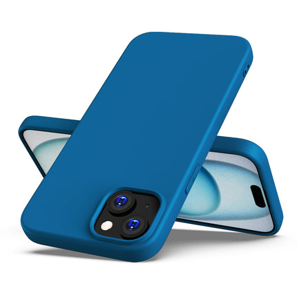 Kapa Matte Protective Lens Flexible Back Cover for Apple iPhone 15 Plus | Slim Silicone with Soft Lining Shockproof Full Body Bumper Case (Blue)
