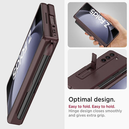 Kapa Magnetic Hinge Case for Samsung Galaxy Z Fold 5 | Inbuilt S-Pen Holder Stand Hybrid Back Cover (Wine Red)