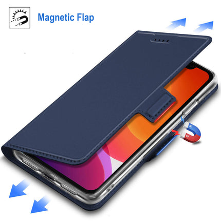 Noble Slim Magnetic & Card Holder Stand Leather Flip Case Cover for Apple iPhone 13 Pro Max (6.7) (Blue)