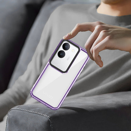 Kapa Warrior Acrylic Clear Back Cover For Vivo V29 (5G) / Vivo V29 Pro (5G) | Slim Shockproof [Military Grade Protection] Hybrid Bumper Case (Purple Sides)