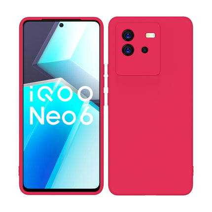 Kapa Matte Lens Protective Shockproof Flexible Back Cover for IQOO Neo 6 (5G) ,Slim Silicone with Soft Lining Shockproof Flexible Full Body Bumper Case (Red)