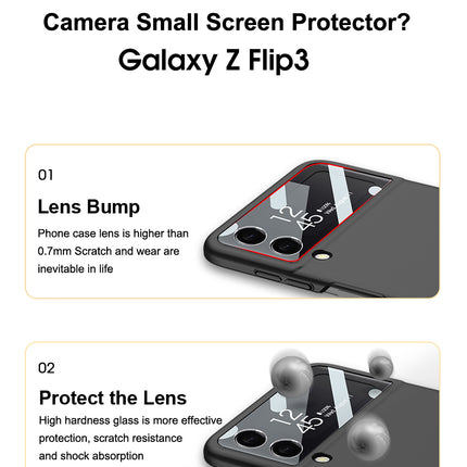 Ultra Thin Back Case for Samsung Galaxy Z Flip 3 , Inbuilt Glass Window Back Cover , Black - Mobizang