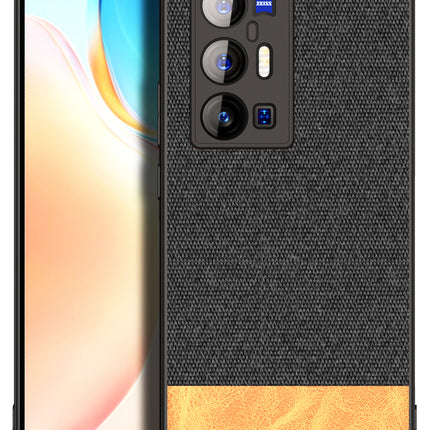 Soft Fabric & Leather Hybrid Protective Case Cover for Vivo X70 PRO PLUS (Black,Brown)