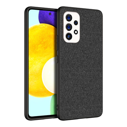 Soft Fabric Hybrid for Samsung Galaxy A53 (5G) Back Cover, Shockproof Protection Slim Hard Back Case (Black)