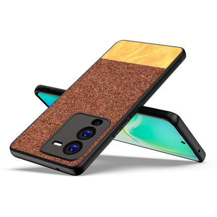 Kapa Soft Fabric & Leather Hybrid Protective Case Cover for Vivo V25 PRO (5G) (Brown)