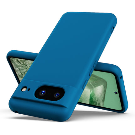 Kapa Matte Protective Lens Flexible Back Cover for Google Pixel 8 | Slim Silicone with Soft Lining Shockproof Full Body Bumper Case (Blue)