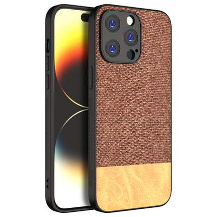 Kapa Soft Fabric & Leather Hybrid Protective Back Cover for Apple iPhone 15 Pro Max | Shockproof Slim Hard Anti Slip Back Case (Brown)