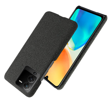 Kapa Woven Soft Fabric Case for VIVO V25 PRO (5G) Back Cover, Shock Protection Slim Hard Anti Slip Back Cover (Black)