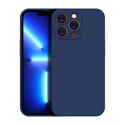 Matte Lens Protective Back Cover for Apple iPhone 13 Pro Max (6.7) , Slim Silicone with Soft Lining Shockproof Flexible Full Body Bumper Case (Blue)