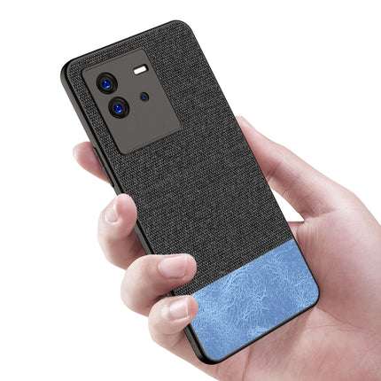 Kapa Soft Fabric & Leather Hybrid Protective Case Cover for Vivo IQOO Neo 6 (5G) (Black,Blue)