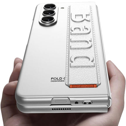Kapa Shockproof Protective Band Back Cover for Z Fold 5 | Wrist Strap Case With Inbuilt Screen Tempered Glass , Silver
