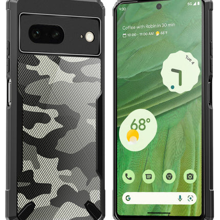 Kapa Bull Camouflage Back Cover for Google Pixel 8A | [Military Grade Protection] Shock Proof Slim Hybrid Bumper Case (Black)