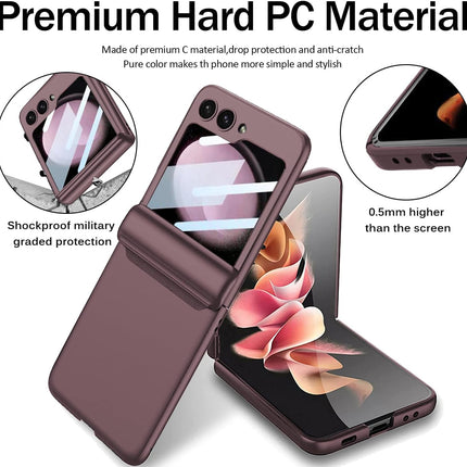 Kapa Ultra Thin Back Cover for Galaxy Z Flip5 / Z Flip 5 | Magnetic Hinge Protection and Inbuilt Glass Window Protection (Wine Red)