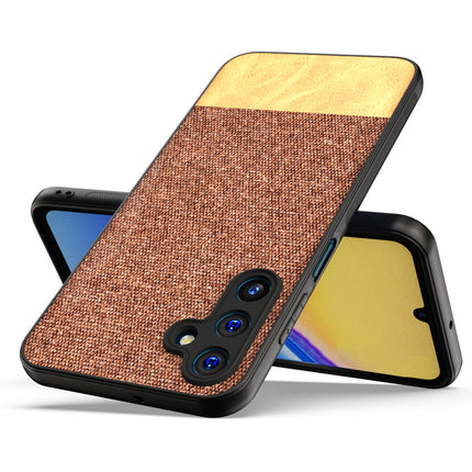 Kapa Soft Fabric & Leather Hybrid Protective Back Cover for Samsung Galaxy A25 (5G) | Shockproof Slim Hard Anti Slip Back Case (Brown)