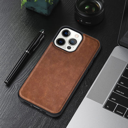 Kapa Tux Back Case for Apple iPhone 14 Pro , Slim Leather Shockproof Camera Protection Back Cover (Brown)