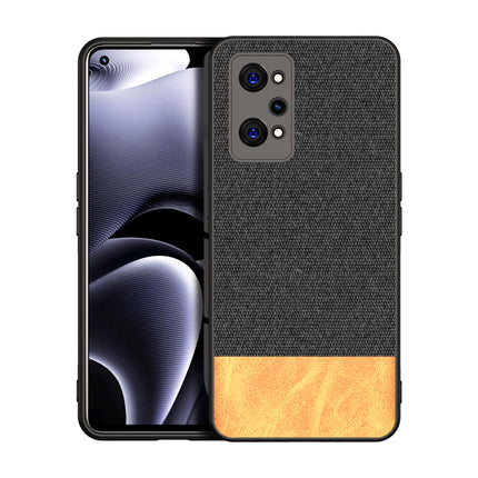 Soft Fabric & Leather Hybrid Protective Case Cover for Realme GT Neo 2 (Black,Brown)