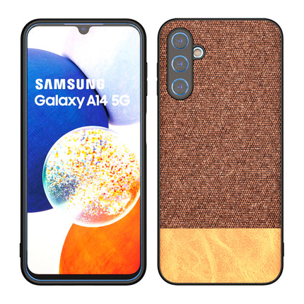 Kapa Soft Fabric & Leather Hybrid Protective Case Cover for Samsung Galaxy A14 (5G) | Shockproof Slim Hard Anti Slip Back Case (Brown)