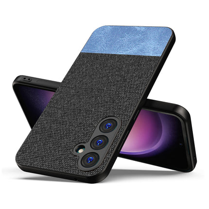 Kapa Soft Fabric & Leather Hybrid Protective Back Cover for Samsung Galaxy S23 FE | Shockproof Slim Hard Anti Slip Back Case (Black::Blue)