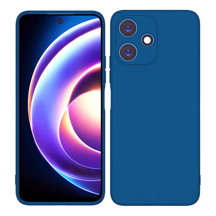 Kapa Matte Protective Lens Flexible Back Cover for Redmi 12 (5G) / Poco M6 Pro (5G) | Slim Silicone with Soft Lining Shockproof Full Body Bumper Case (Blue)